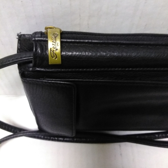 Vintage fossil black leather crossbody 90's bag - Picture 5 of 7